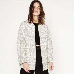 Zara Aztec Embroidered Ecru Jacket